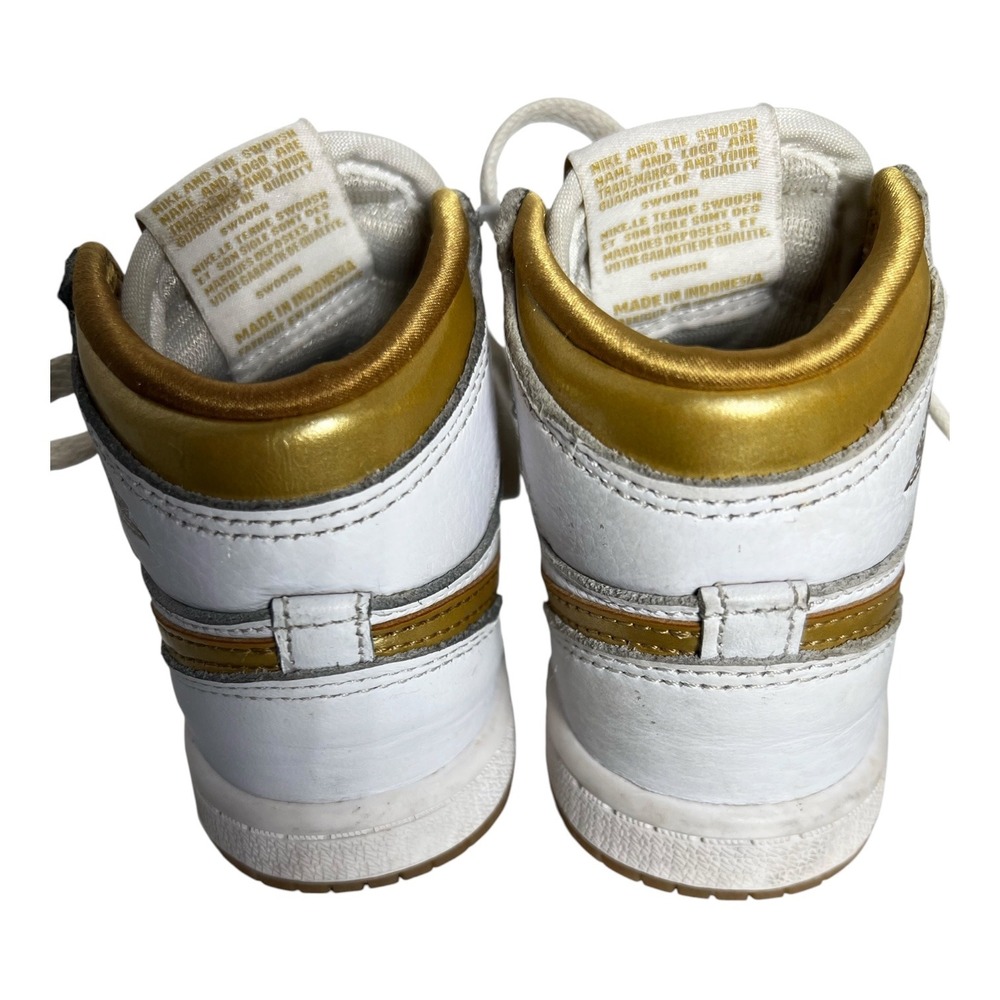 Nike Air Jordan 1 Retro High OG Metallic Gold White Toddler Shoes 7C FD2598-107 - Picture 4 of 12